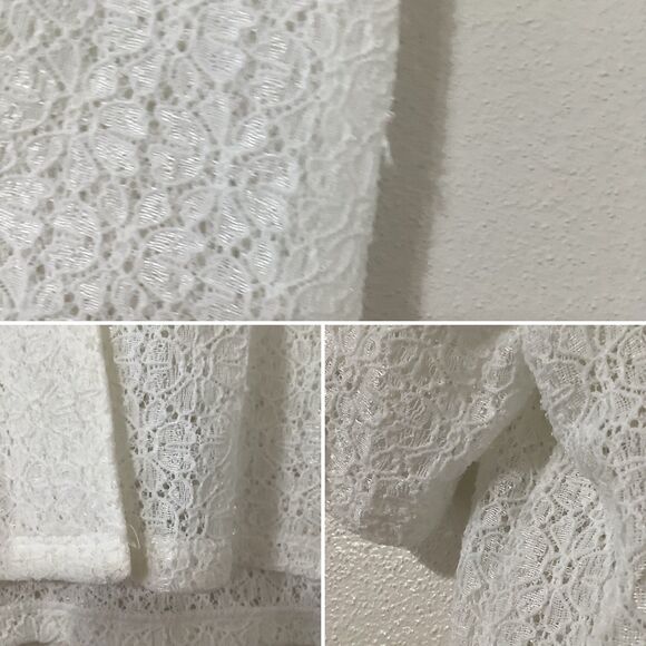 Vintage 90s White Sheer Lace Cottagecore Preppy Clean Girl Button Up Shirt S - Picture 8 of 8